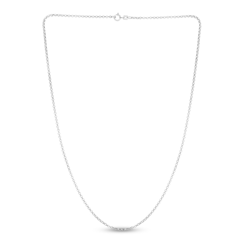 Main Image 3 of Hollow Rolo Chain Necklace 14K White Gold 16" 1.9mm