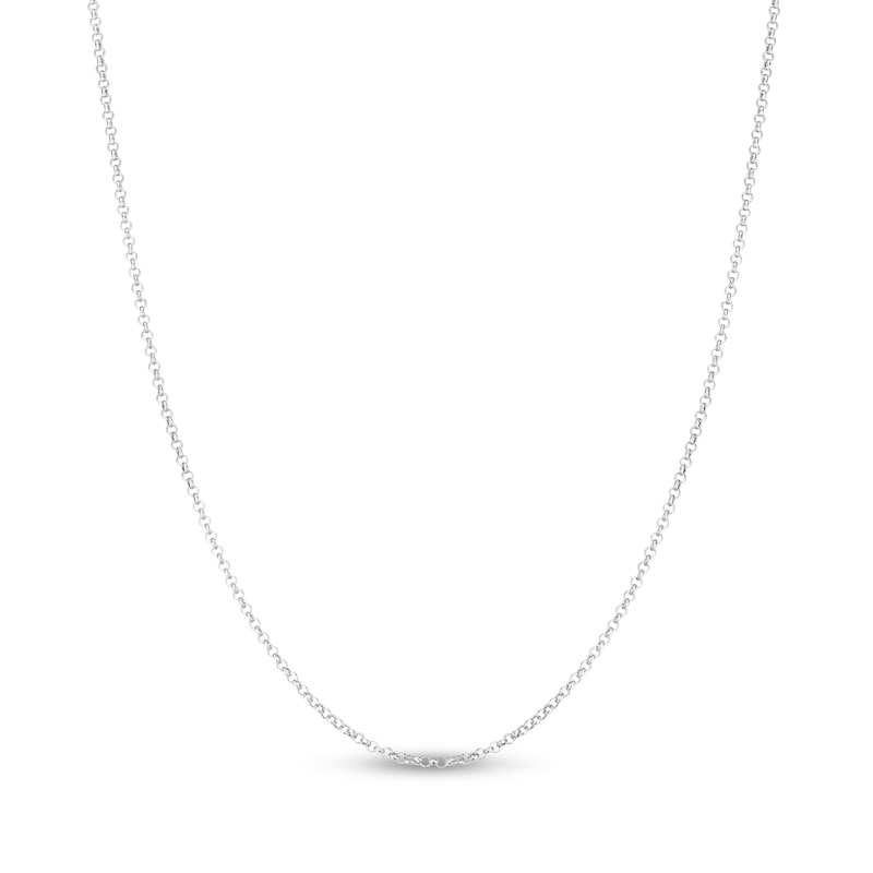 Hollow Rolo Chain Necklace 14K White Gold 18" 1.9mm