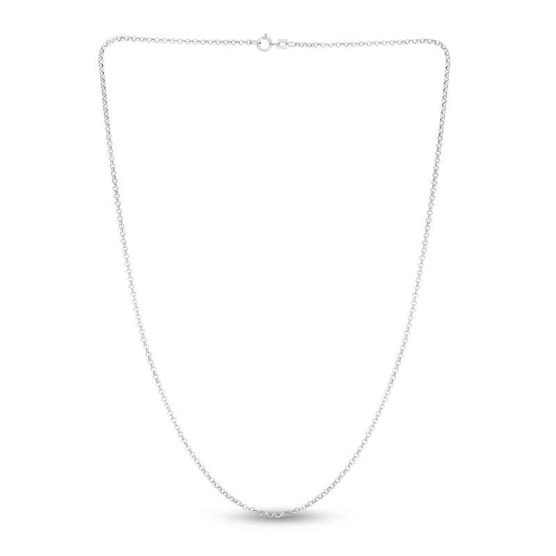 Main Image 3 of Hollow Rolo Chain Necklace 14K White Gold 18" 1.9mm