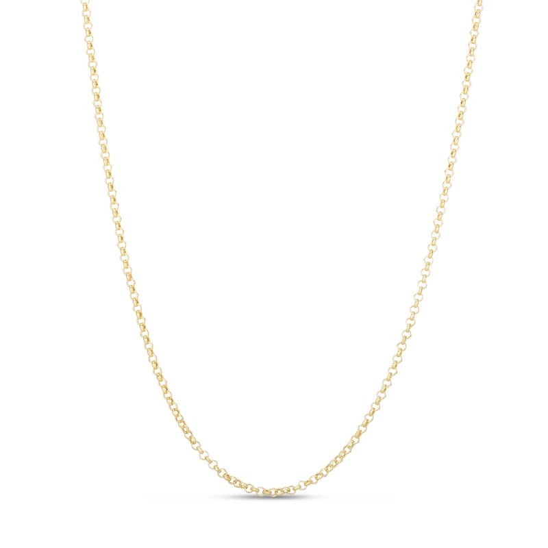 Main Image 1 of Hollow Rolo Chain Necklace 14K Yellow Gold 18" 2.5mm