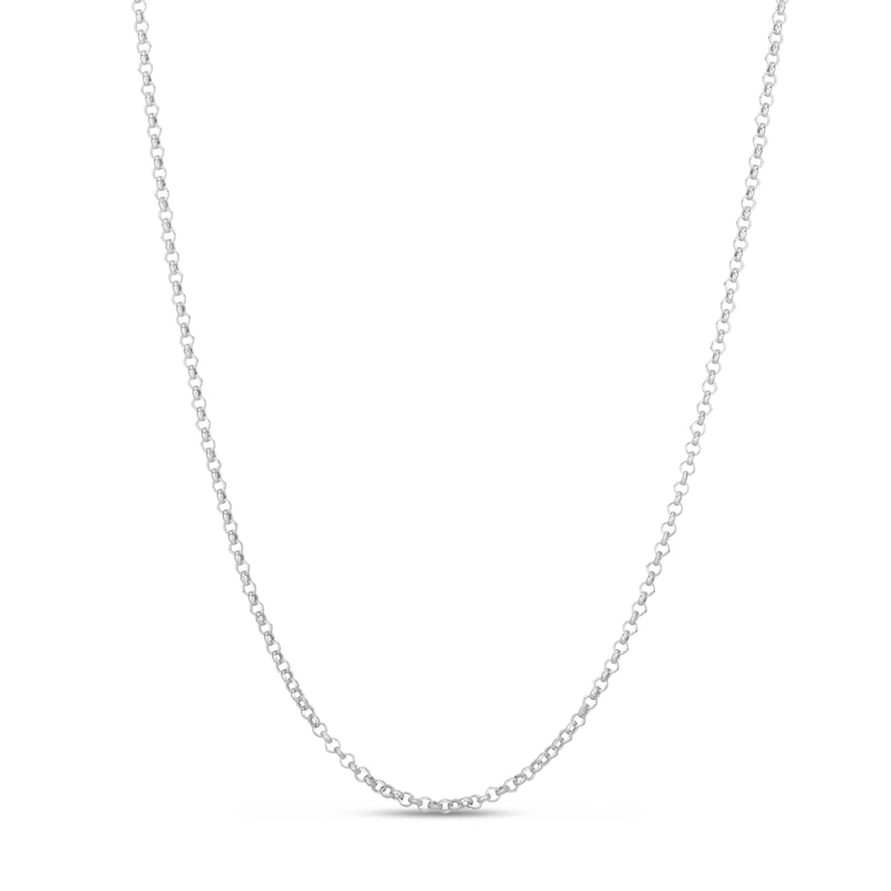 Hollow Rolo Chain Necklace 14K White Gold 16" 2.5mm