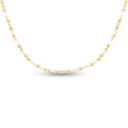 Fancy Hollow Chain Necklace 14K Yellow Gold 16" 1.4mm