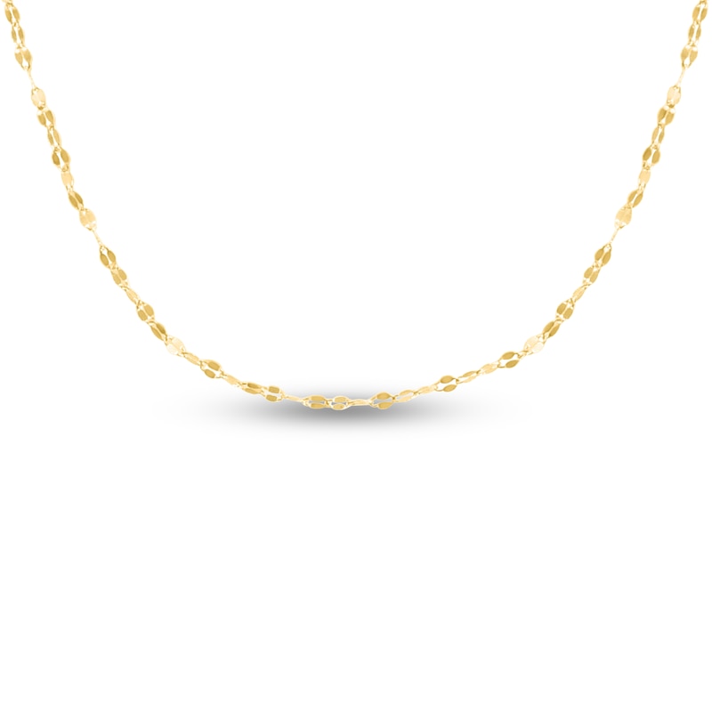 Main Image 1 of Fancy Hollow Chain Necklace 14K Yellow Gold 16" 1.4mm