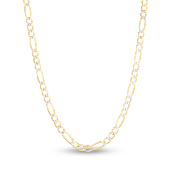Solid TwoTone Figaro Chain Necklace 14K Yellow Gold 22 48mm