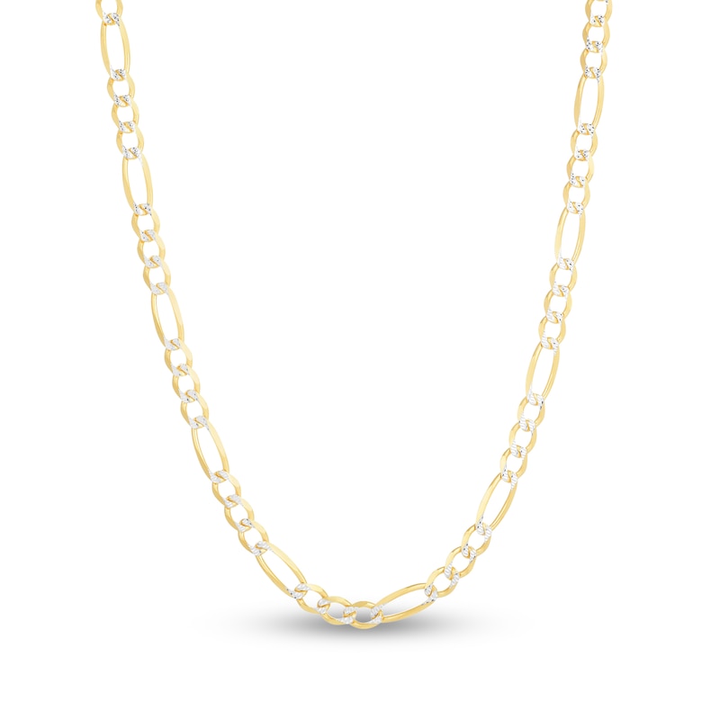 Main Image 1 of Solid Two-Tone Figaro Chain Necklace 14K Yellow Gold 22" 4.8mm