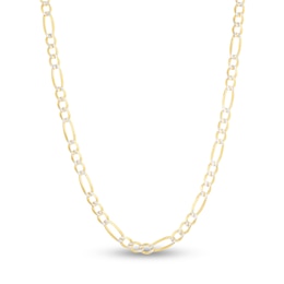 Solid Two-Tone Figaro Chain Necklace 14K Yellow Gold 24" 4.7mm