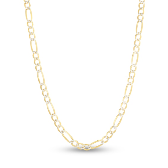 Solid TwoTone Figaro Chain Necklace 14K Yellow Gold 24 47mm