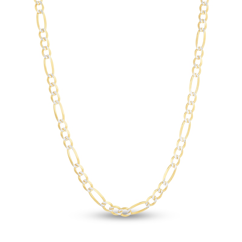 Main Image 1 of Solid Two-Tone Figaro Chain Necklace 14K Yellow Gold 24" 4.7mm