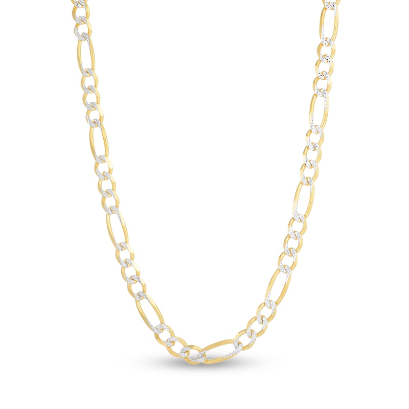 Main Image 1 of Solid Two-Tone Figaro Chain Necklace 14K Yellow Gold 26" 6.0mm