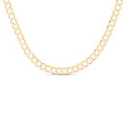 Solid Two-Tone Curb Chain Necklace 14K Yellow Gold 24" 4.7mm