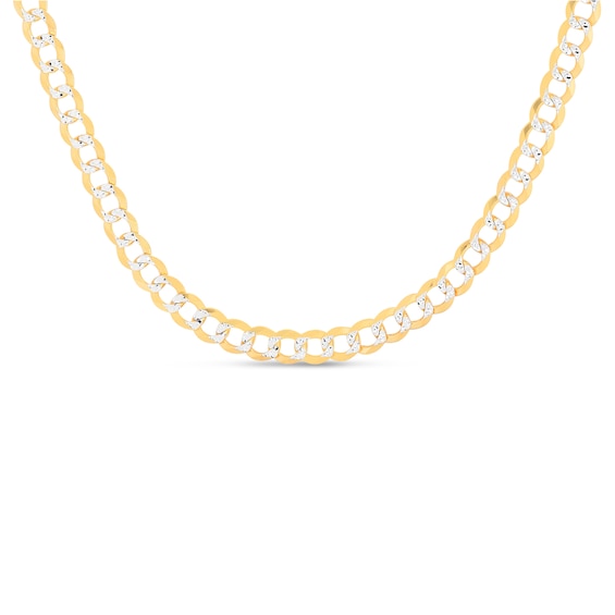 Solid TwoTone Curb Chain Necklace 14K Yellow Gold 24 47mm