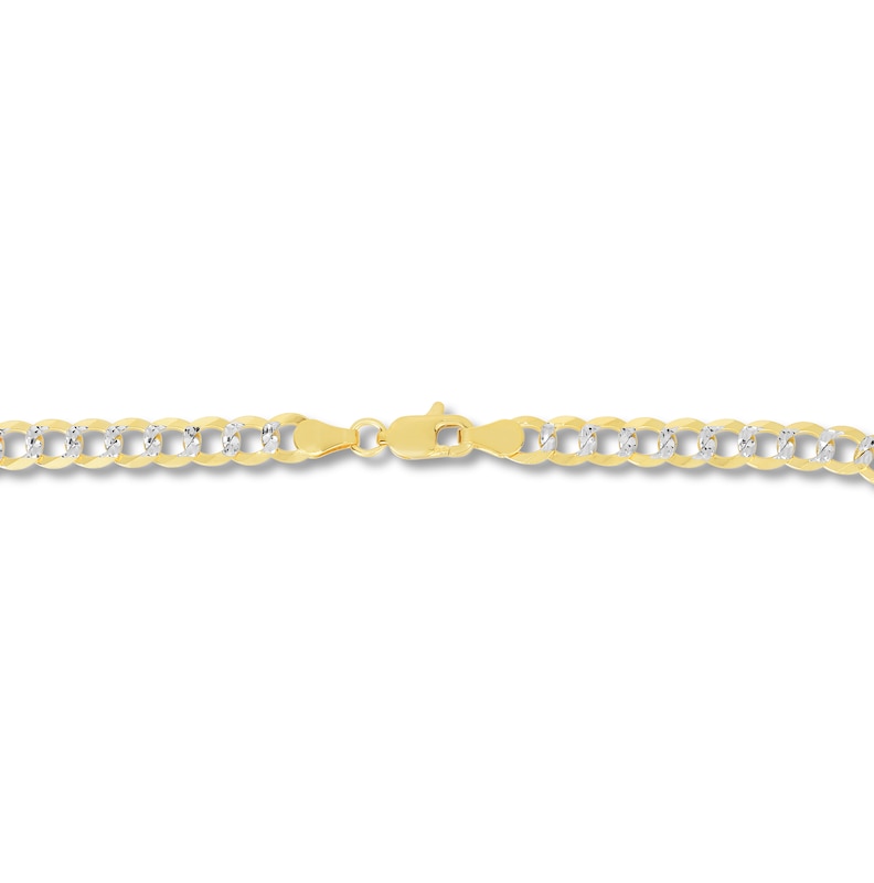 Main Image 2 of Solid Two-Tone Curb Chain Necklace 14K Yellow Gold 24" 4.7mm