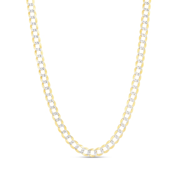 Solid TwoTone Curb Chain Necklace 14K Yellow Gold 20 57mm