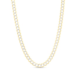 Solid Two-Tone Curb Chain Necklace 14K Yellow Gold 24" 5.7mm