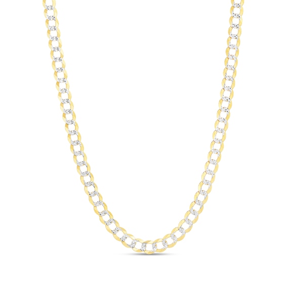 Solid TwoTone Curb Chain Necklace 14K Yellow Gold 24 57mm