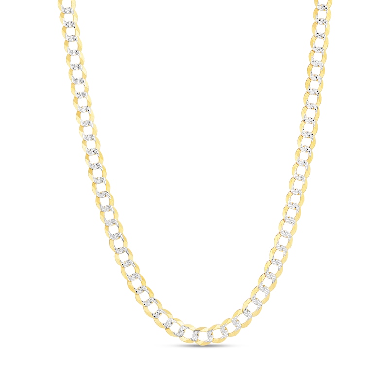 Main Image 1 of Solid Two-Tone Curb Chain Necklace 14K Yellow Gold 24" 5.7mm