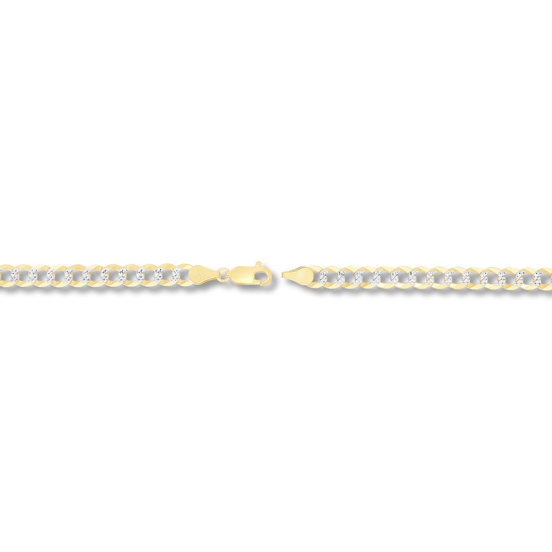 Main Image 2 of Solid Two-Tone Curb Chain Necklace 14K Yellow Gold 24" 5.7mm