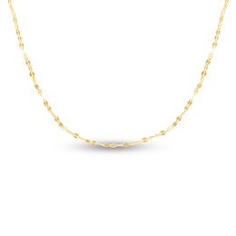 Fancy Hollow Chain Necklace 14K Yellow Gold 18" 1.4mm