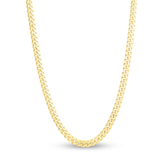 Semi-Solid Miami Cuban Link Necklace 14K Yellow Gold 24" 4.9mm