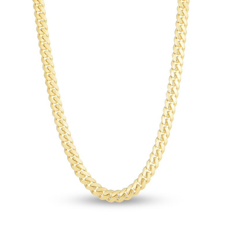 Main Image 1 of Solid Miami Cuban Link Necklace 14K Yellow Gold 24" 7.0mm