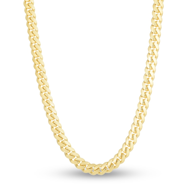Solid Miami Cuban Link Necklace 14K Yellow Gold 26" 7.0mm