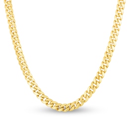 Semi-Solid Miami Cuban Link Necklace 14K Yellow Gold 22" 6.1mm