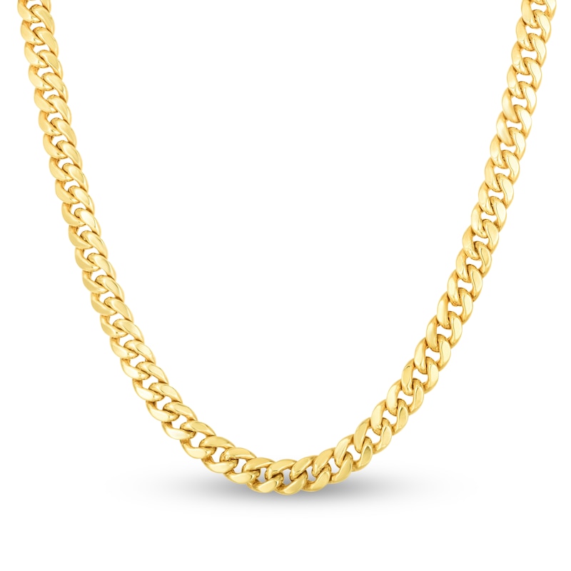 Main Image 1 of Semi-Solid Miami Cuban Link Necklace 14K Yellow Gold 22" 6.1mm