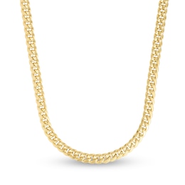 Semi-Solid Miami Cuban Link Necklace 14K Yellow Gold 24" 7.2mm