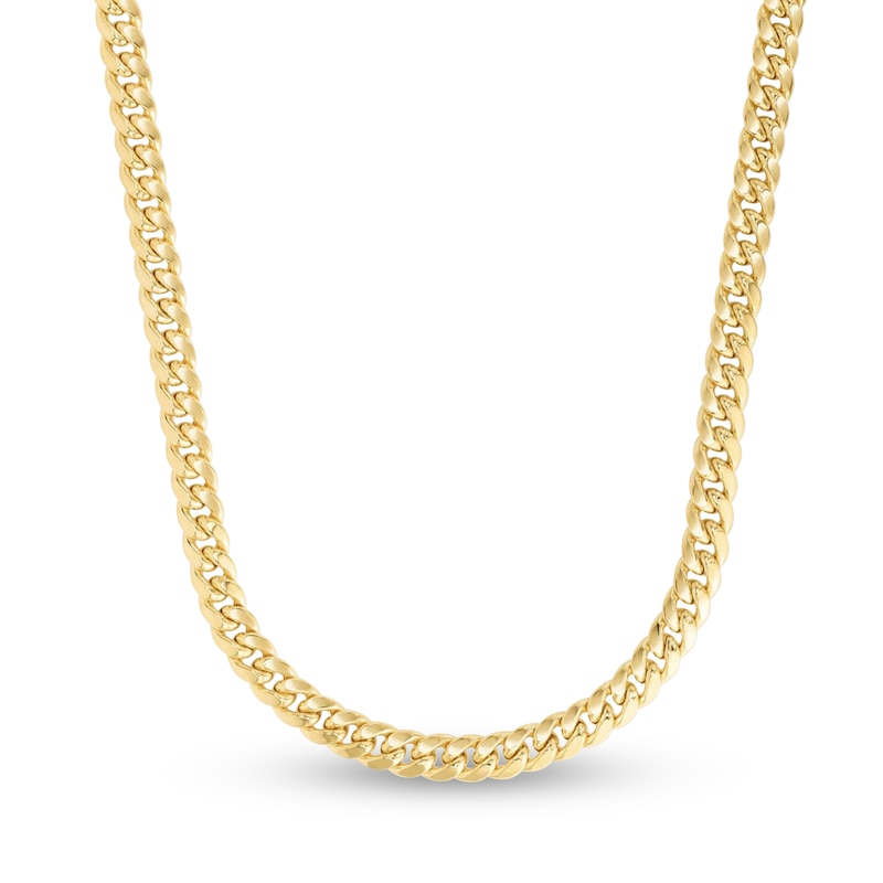 Main Image 1 of Semi-Solid Miami Cuban Link Necklace 14K Yellow Gold 24" 7.2mm