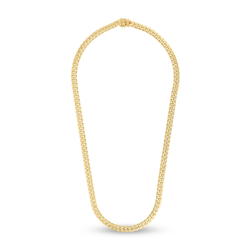 Semi-Solid Miami Cuban Link Necklace 14K Yellow Gold 24" 7mm