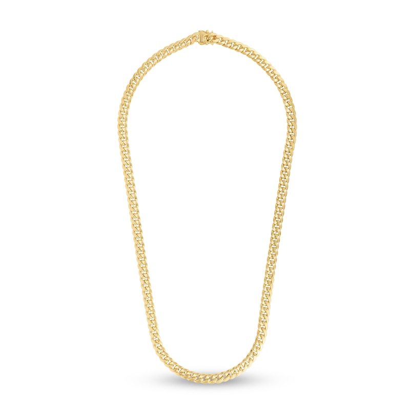 Main Image 2 of Semi-Solid Miami Cuban Link Necklace 14K Yellow Gold 24" 7.2mm