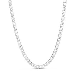 Solid Miami Cuban Link Necklace 14K White Gold 22&quot; 5.0mm
