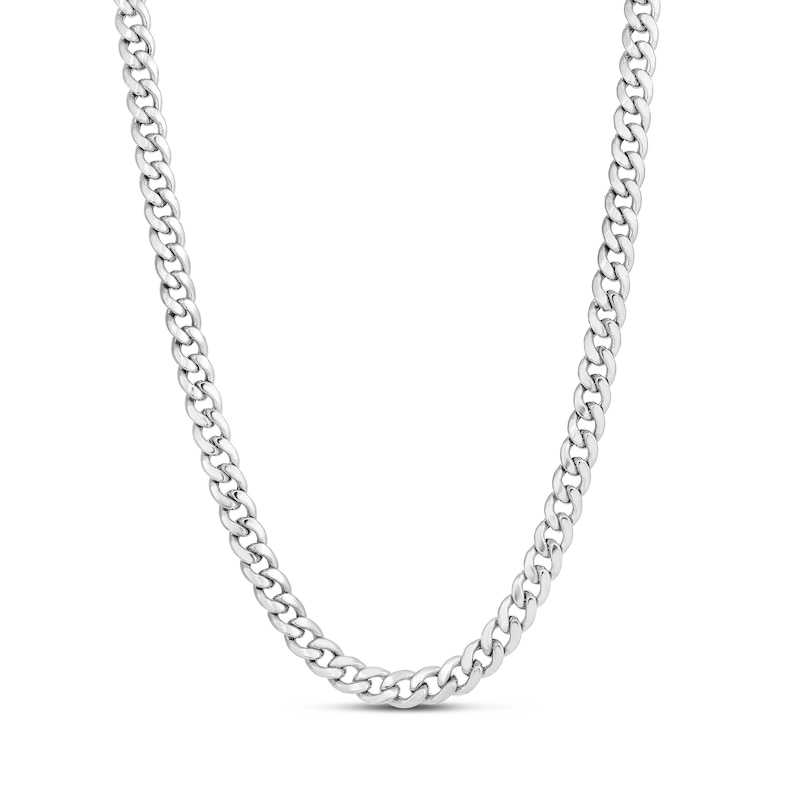 Main Image 1 of Semi-Solid Miami Cuban Link Necklace 14K White Gold 22" 5.5mm