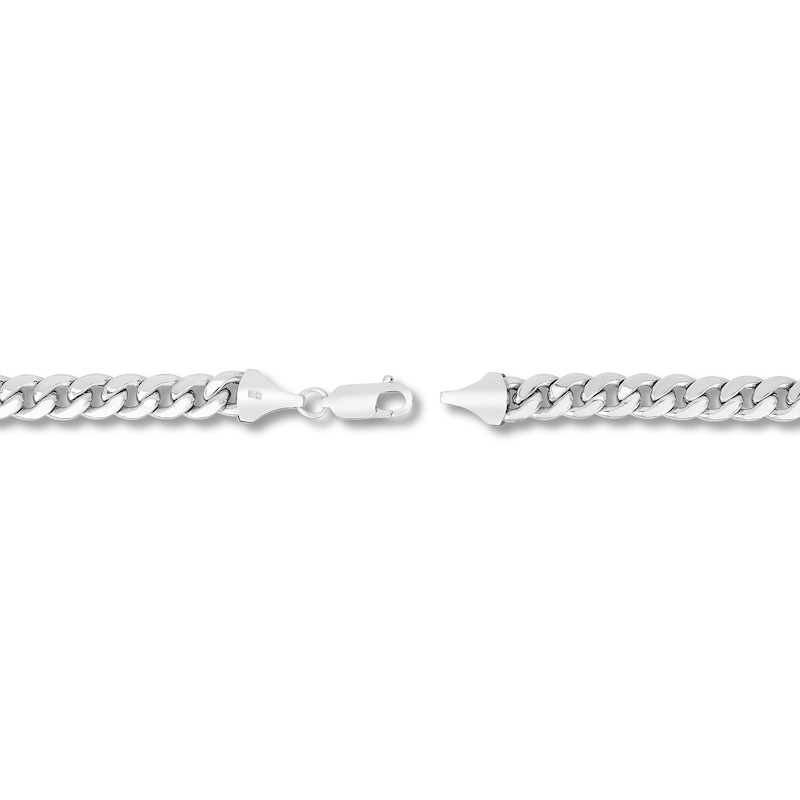 Semi-Solid Miami Cuban Link Necklace 14K White Gold 24" 7mm