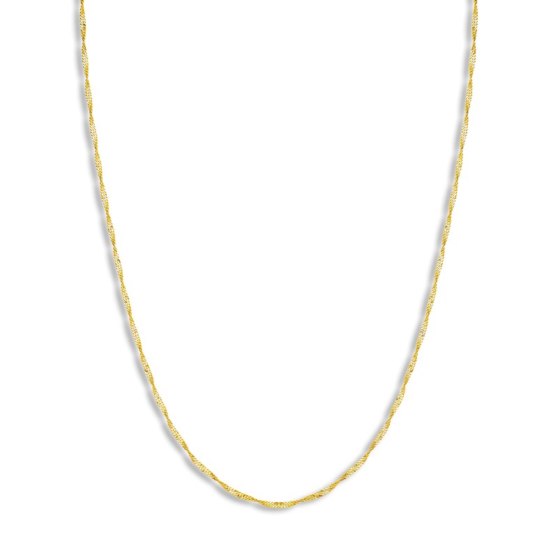 Solid Singapore Chain Necklace 14K Yellow Gold 20" 1.7mm