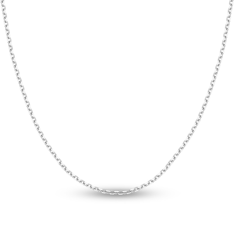 Diamond-Cut Solid Cable Chain Necklace 14K White Gold 30" 2.3mm