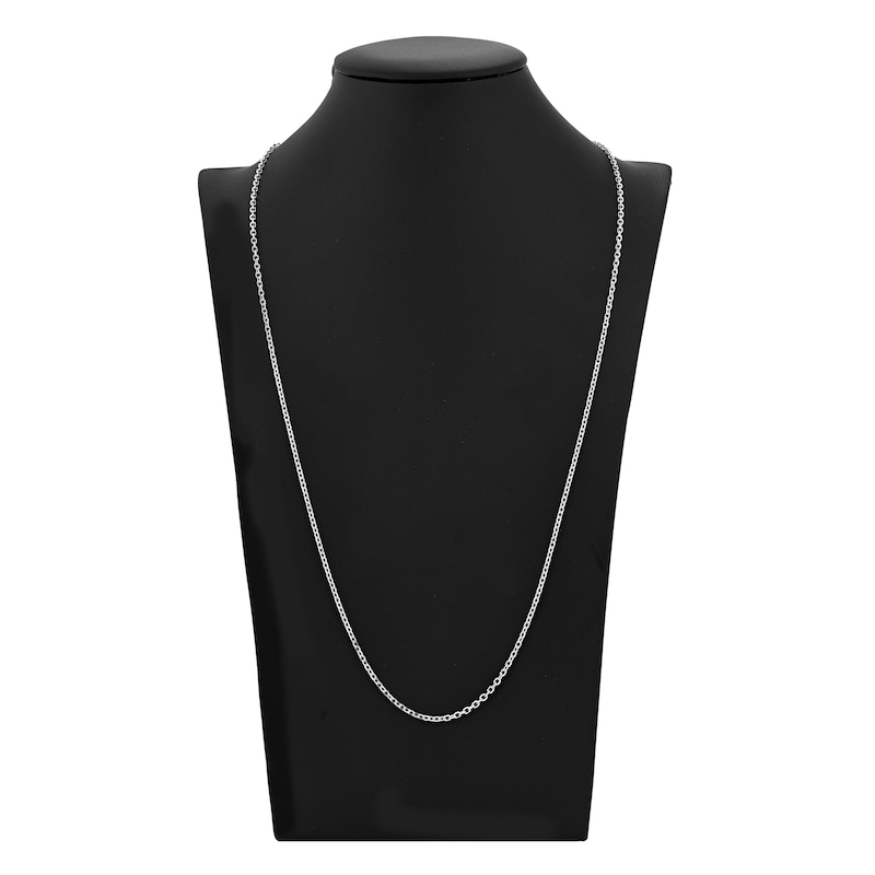 Main Image 4 of Diamond-Cut Solid Cable Chain Necklace 14K White Gold 30" 2.3mm