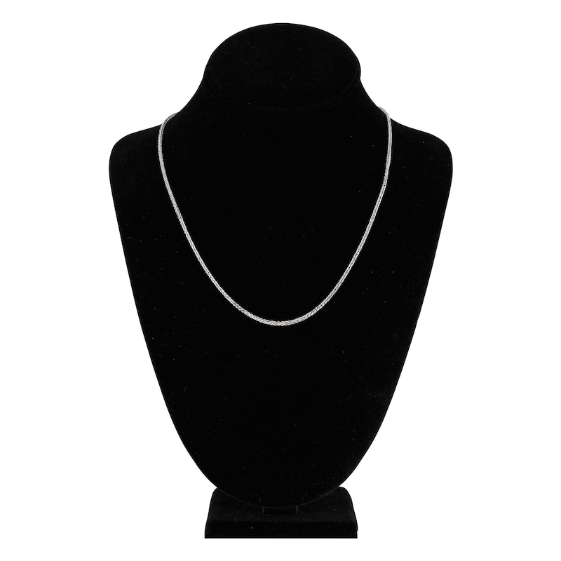 Main Image 4 of Hollow Square Wheat Chain Necklace 14K White Gold 20" 2.2mm