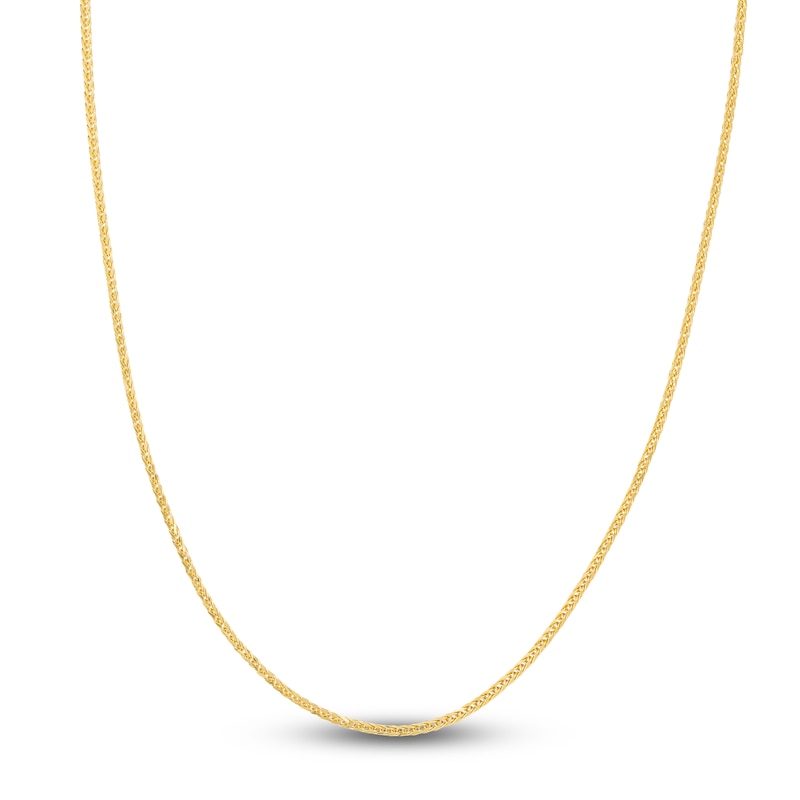 Main Image 1 of Hollow Square Wheat Chain Necklace 14K Yellow Gold 18&quot; 2.2mm