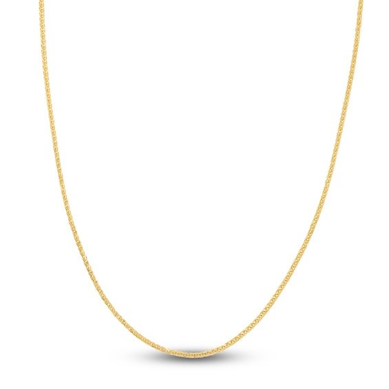 Square Wheat Chain Necklace Hollow 14K Yellow Gold 20" 2.2mm