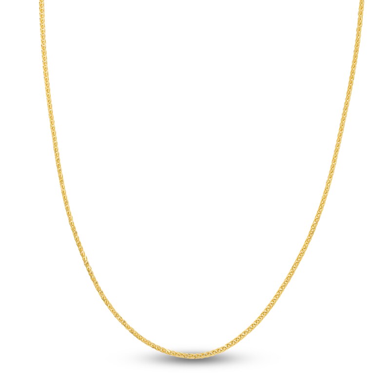 Main Image 1 of Hollow Square Wheat Chain Necklace 14K Yellow Gold 24&quot; 2.2mm