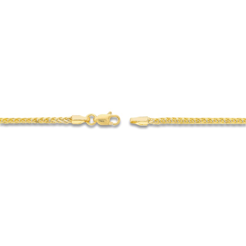 Main Image 3 of Hollow Square Wheat Chain Necklace 14K Yellow Gold 24&quot; 2.2mm