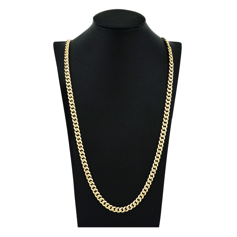 Solid Cuban Link Necklace 14K Yellow Gold 30" 7.3mm