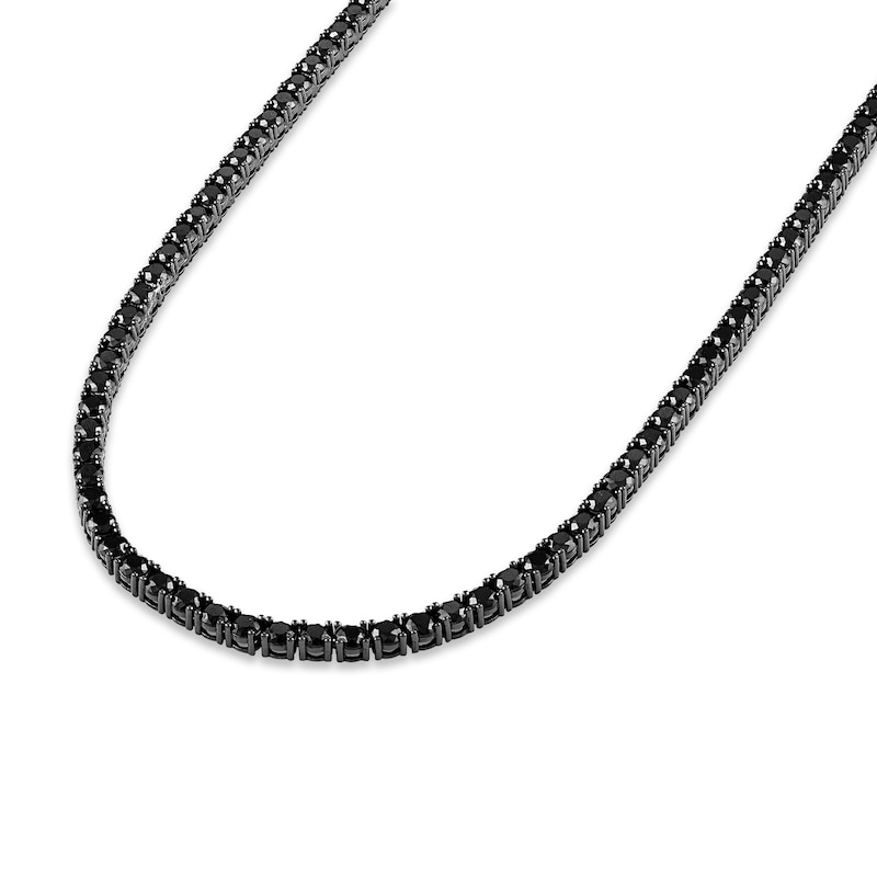 1933 by Esquire Men's Natural Black Spinel Tennis Necklace Sterling Silver/Black Ruthenium-Plated