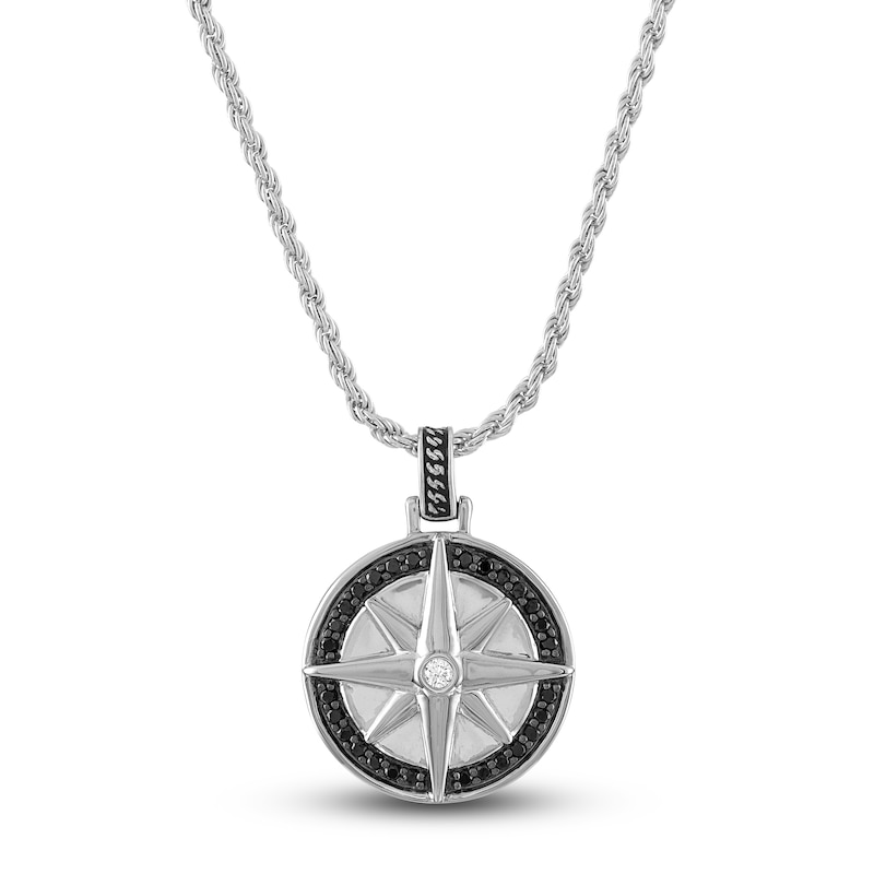 1933 by Esquire Men's Diamond Compass Pendant Necklace 1/3 ct tw Round Sterling Silver 22"