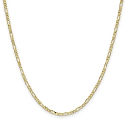 Semi-Solid Figaro Chain Necklace 10K Yellow Gold 18" 18mm