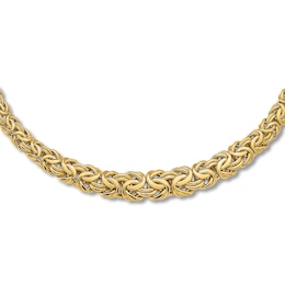 Graduated Byzantine Chain Necklace 14K Yellow Gold 17.25"