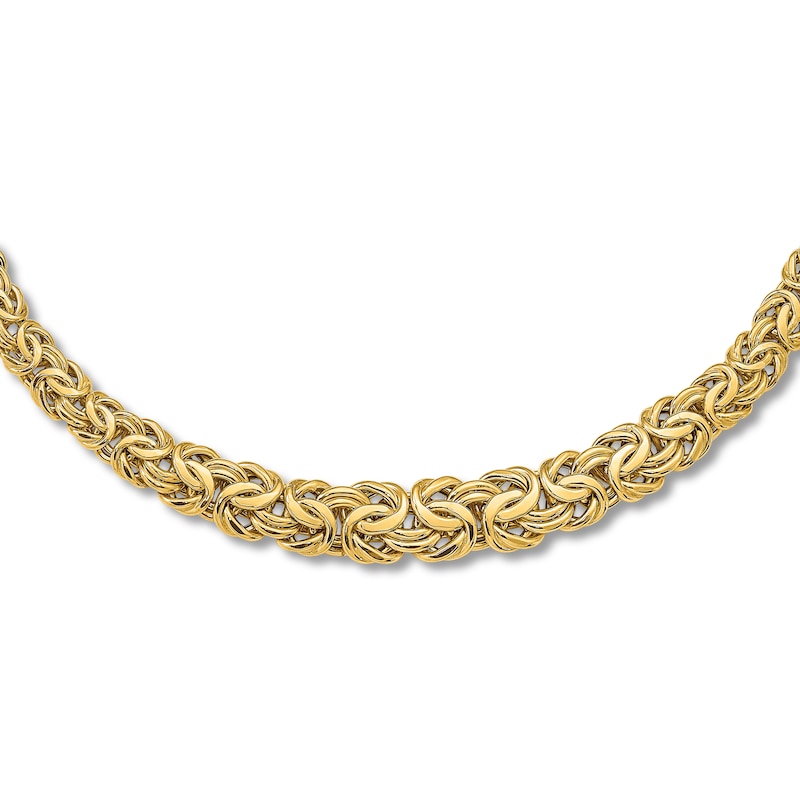 Main Image 1 of Graduated Byzantine Chain Necklace 14K Yellow Gold 17.25"