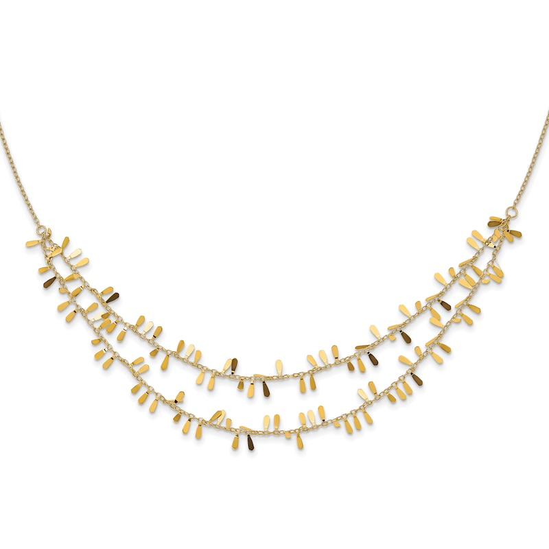 Main Image 1 of Double-Strand Link Necklace 14K Yellow Gold 17.75"