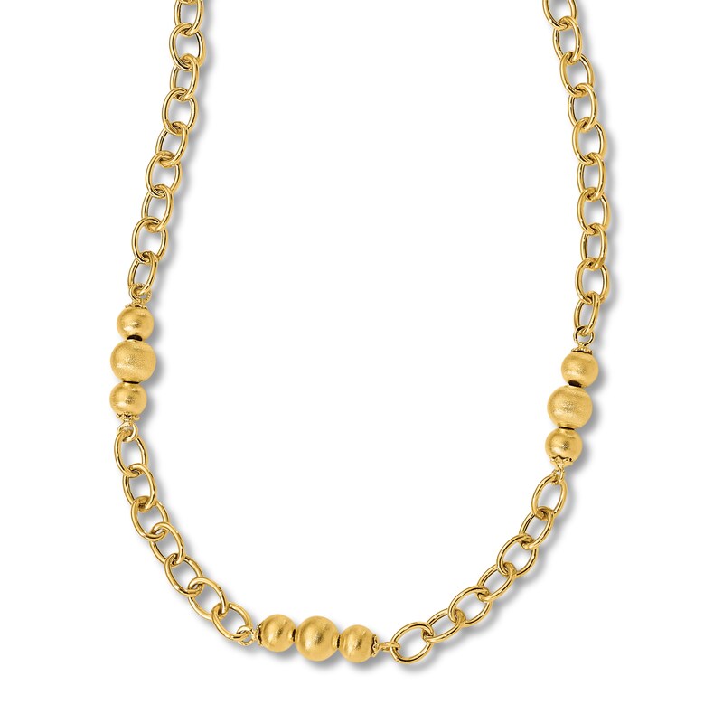 Main Image 1 of Brushed Fancy Link Necklace 14K Yellow Gold 17"